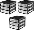 Life Story 3 Drawer Stackable Shelf Organizer Plastic Storage Drawers for Bathroom Storage, Make Up, Or Pantry Organization, Black (3 Pack)