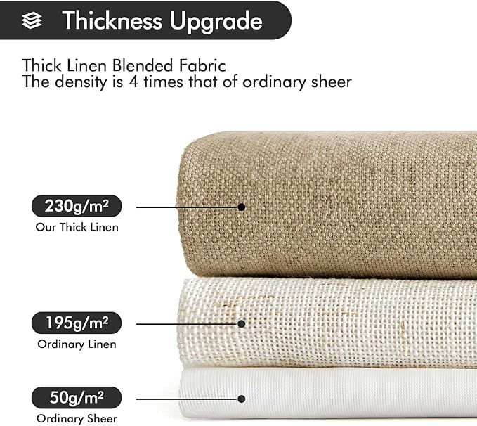 MIULEE Non-See-Through Privacy Linen Curtains 2 Panels, Light Filtering Window Curtains Farn House Textured Back Tab Semi Sheer Drapes for Bedroom Living Room, 52 x 96 Inches Long, Copper Brown
