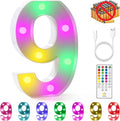 mooncow Rechargeable Light Up Letters,Colorful Marquee Letters with Remote,Gift Wrap Gifts,Bedroom Home Bar Party Decor (9)