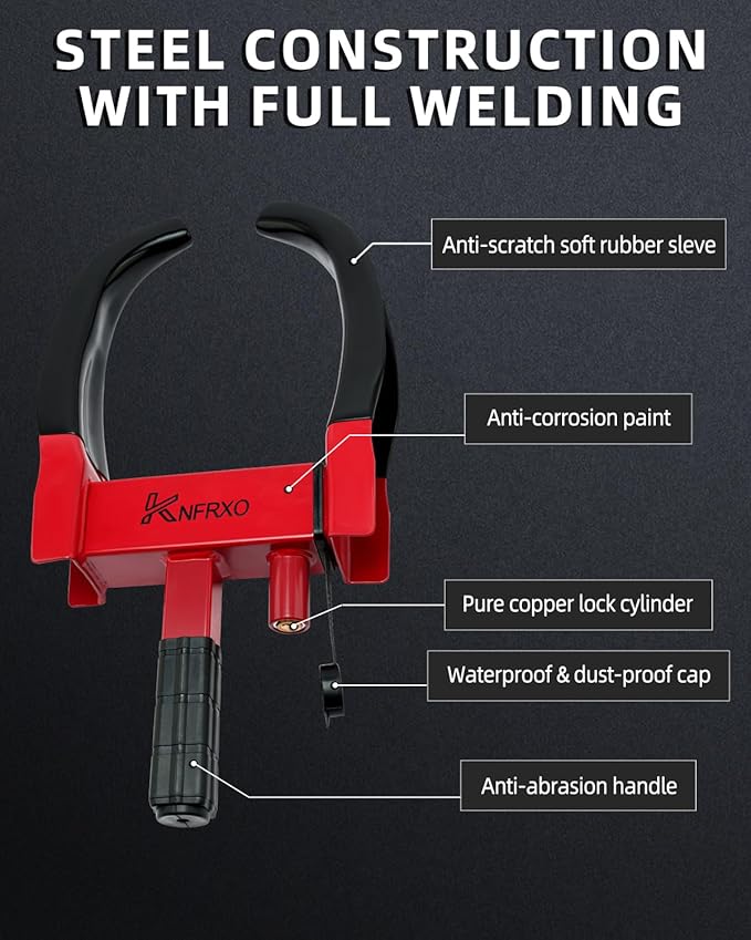 Trailer Security Adjustable Tire Lock 2PK Anti Theft Trailer Wheel Lock for Trailers Car SUV Boat Motorcycle Golf Cart Great Deterrent, 6 Alike Keys