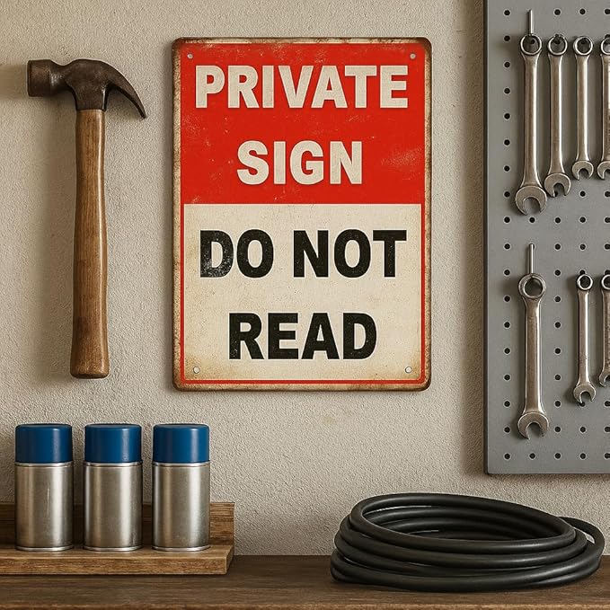 Private Sign Do Not Read Oops Too Lates Funny Tin Metal Sign 12x8 Inch - Retro Vintage Wall Art Decor for Home or Garage (NOread)