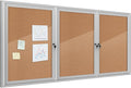 Mifuro 70"x34" Enclosed Bulletin Board, Outdoor Lockable Weather-Resistant Aluminum Cork Noticeboard for School & Office, Silver Frame w/Cork