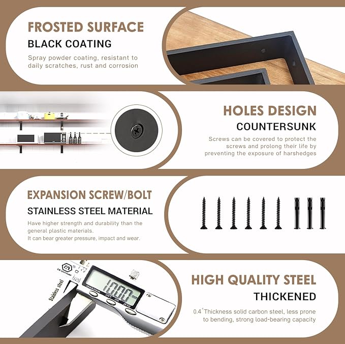 Countertop Support Bracket 18 Inch 3 Pack Countertop Bracket for Granite 3/8" Thick 18"x8"x2.5" Heavy Duty L Brackets Shelf Brackets Metal Corbels for Quartz/Granite/Wood/Concret/ Laminate Countertops