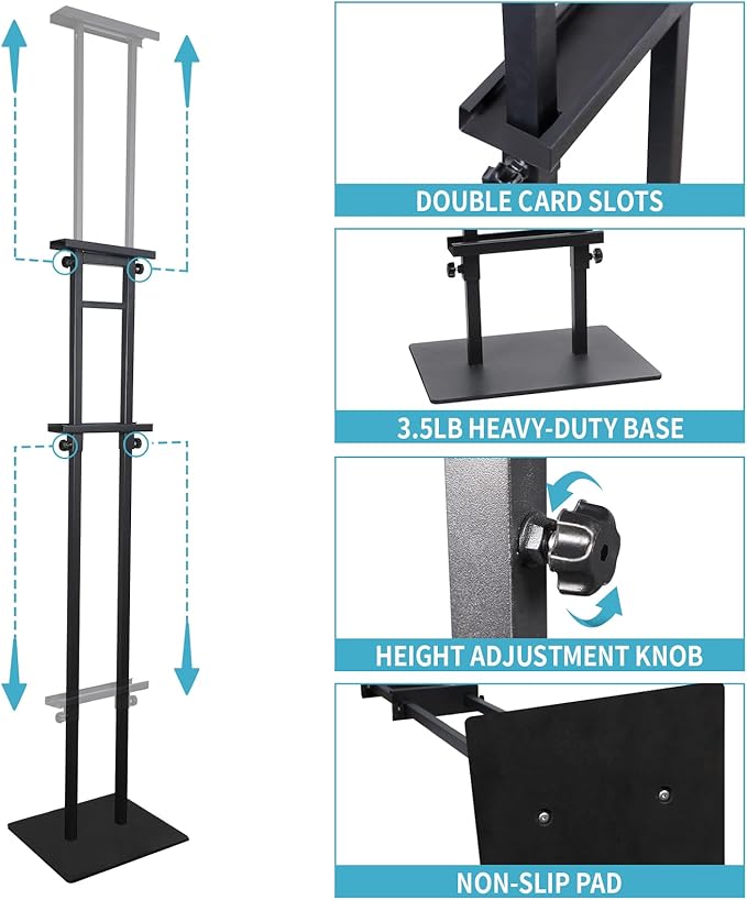 Poster Stand Heavy Duty - Adjustable Poster Stands for Display Foam Board, Double Sided Pedestal Floor Standing Sign Holder Height Up to 80 Inch, 1 Pack
