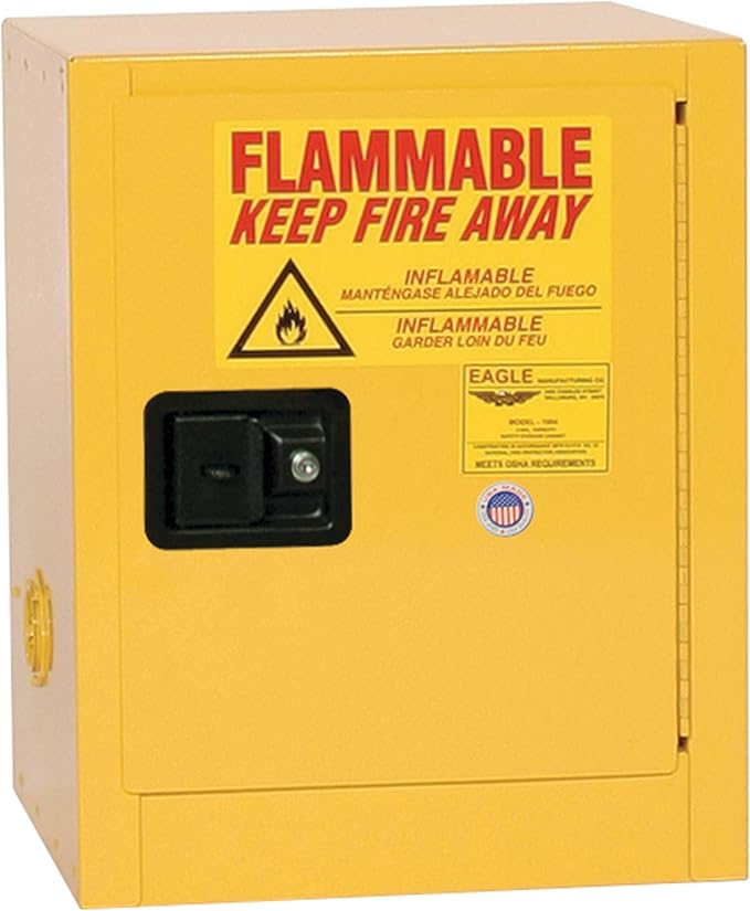 Eagle American Made 4 Gallon F﻿lammable Liquid Storage Cabinet, Manual-Close Space Saver Fireproof Cabinet for Schools, Garages, Manufacturing Facilities, 17" x 17" x 22", 1904X