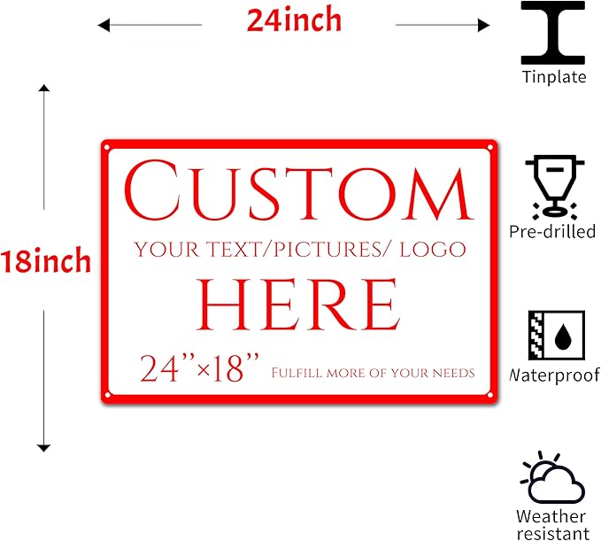 Custom Sign, personalized metal sign，Aluminum Weatherproof Metal Sign Multiple Sizes, Reflective double-sided,Customize for Business, Workplace, office, Home, Delivery Signs(24 * 18 Inch)