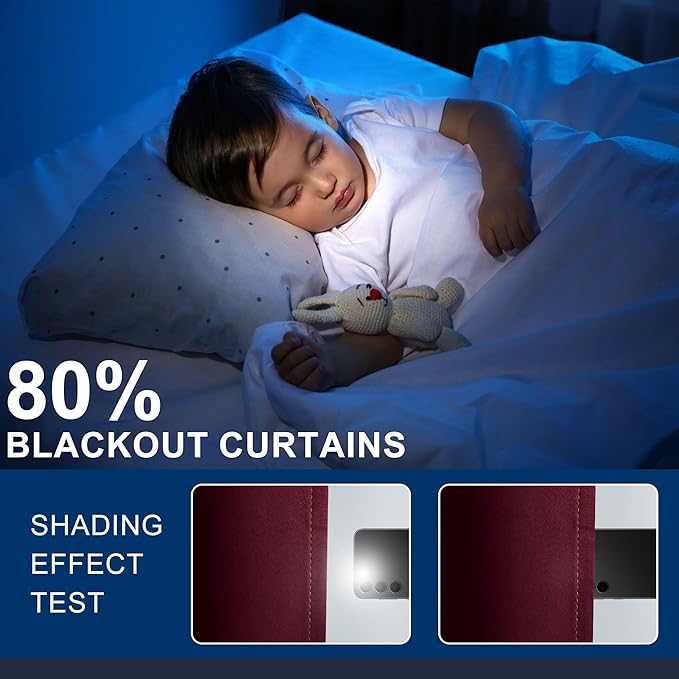Hiasan Christmas Patio Sliding Room Divider Door Curtains - Extra Wide Privacy Room Thermal Insulated Blackout Curtain with Back Tab & Rod Pocket for Bedroom Partition(100 x 108 Inches, Burgundy)