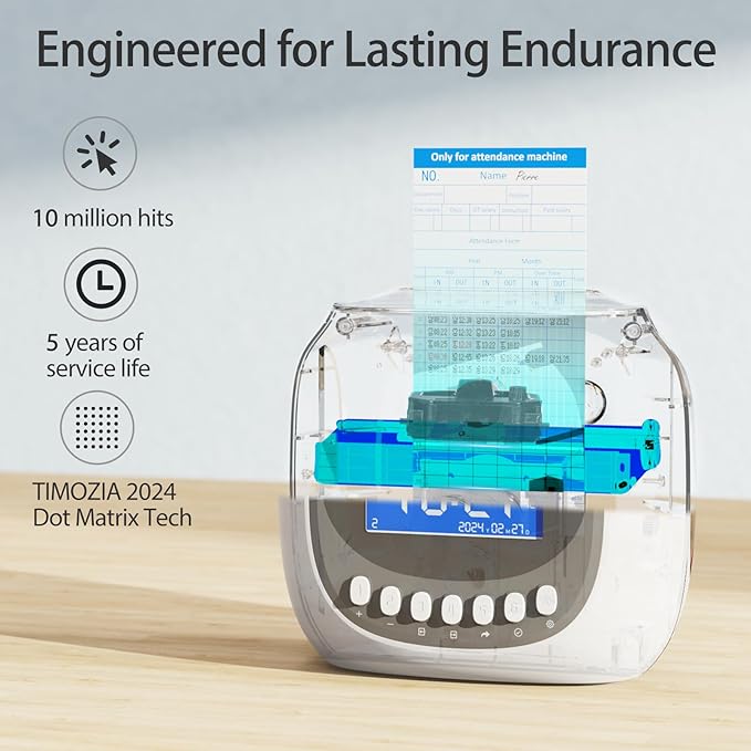 Time Clocks for Employees Small Business, Auto-Align Time Clock, 6 Punches per Day Time Machine, Clock in Machine for Employees with 50 Time Cards and 1 Ink Ribbon