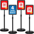 4 Packs 8.5x11 Inch Sign Stand - Adjustable Floor Standing Sign Holder, Pedestal Poster Stand for Vertical & Horizontal Display, Outdoor & Indoor Use for Business & Store Signage - Black