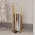 Gold Clothing Racks, Metal Clothes Rack with 4 Straight Arms, Freestanding Garment Rack for Hanging Clothes Heavy Duty, 46" to 63" Adjustable Height Retail Clothing Rack for Boutiques Display