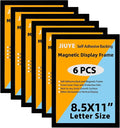 Magnetic Sign Holder 8.5 x 11 Wall Mount,Self Adhesive Picture Display Frame as Document Poster Paper Holder,Magnetic Framed Holder with Clear PVC Cover,Black 6pcs