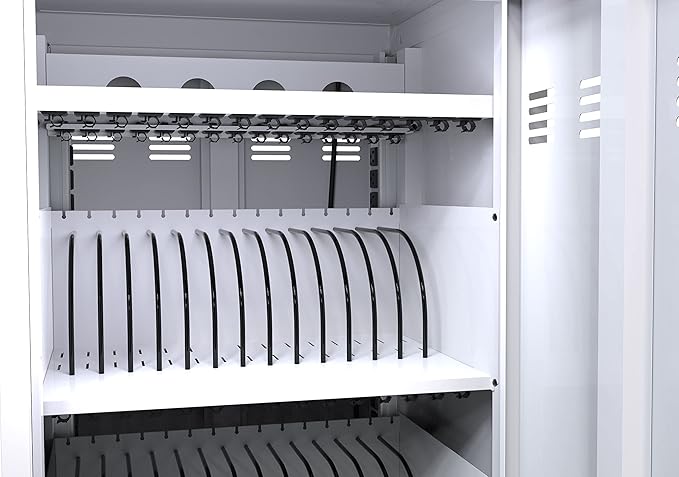 Laptop and Tablet Charging Cart, 35 Unit Device Mobile Charging Station for Chromebook, Tablet, Laptop, with Charging Port Screen Size Up to 16.3", Suitable for Office, Classroom, etc (Antique White)