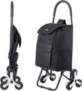 VEVOR Stair Climber Cart, 36L Capacity, Grocery Cart Laundry Stair Climbing Handcart with 6 Wheels & Oxford Cloth Bag, Foldable Stair Climber Hand Truck for Grocery Laundry, Black