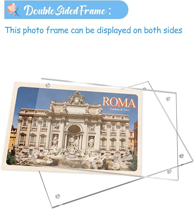 Acrylic Picture Frame 8×10 Clear Double Sided Magnetic Photo Frame - Frameless Baby Friend Family Picture Desktop Display with Support Stand and Gift Boxes Pack of 1