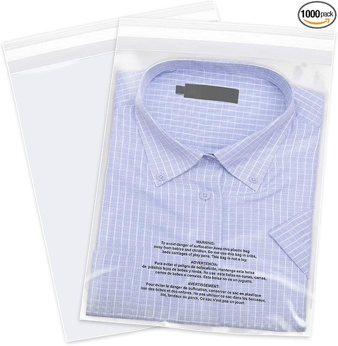 iMailer - 13" x 15"(1000 Counts) - Poly Bags with Suffocation Warning Self Seal 1.6 Mil for Clothing, Shirts, Packaging - Permanent Adhesive