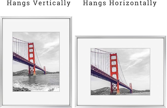 Frametory, 11x14 Metal Picture Frame with Mat for 8x10 Picture & Real Glass, Aluminum Photo Frame Collection (Silver, 2 Pack)