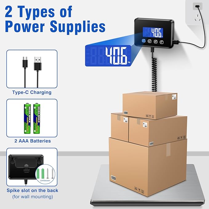 Shipping Scale, 660 lb / 1 oz High Accuracy Digital Scale for Packages with Hold, Tare Function, Postal Scale for Small Business, Luggage, Home Use (Battery & Charging Cable Include)