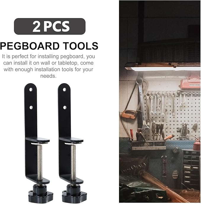 Metal Pegboard Hooks Set Strong Pegboard Bracket Clips Fine Workmanship, Organizing Tools Crafts, Black, Home Use