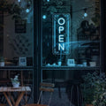 Vertical LED Open Signs for business – Super Bright - UV Printing Pattern, Remote Included - Large Size 12x30'' - Neon Open Sign for Café, Bar, Shop & Business Sign (Ice Blue)