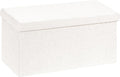 B FSOBEIIALEO Small Storage Ottoman Cube Sherpa Ottomans Foot Rest, Foldable Boucle Ottoman Bench, Faux Teddy Fur, Cream White 30"x15"x15"