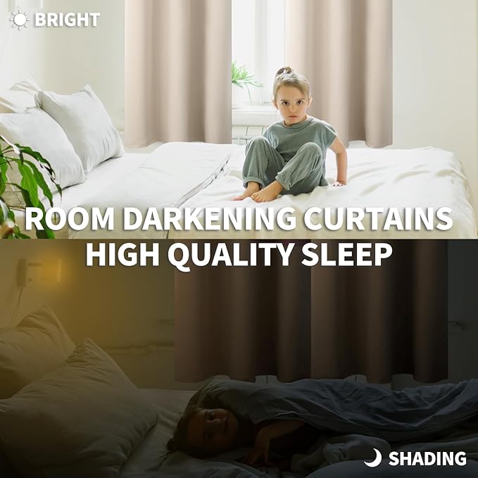 BGment Blackout Curtains - Grommet Thermal Insulated Room Darkening Bedroom and Living Room Curtains, Set of 2 Panels (52 x 54 Inch, Champagne)