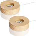 ZEERSHEE 2Pcs Led Wood Display Stand for 3D Crystal Glass 2.7in Resin Art Light Wooden Lamp Base for Crystals LED Round Display Pedestal
