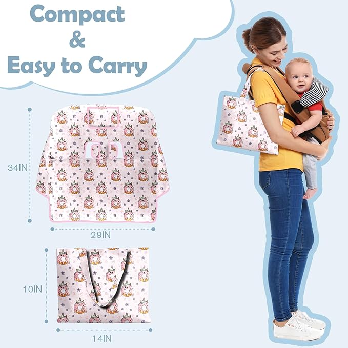 Shopping Cart Cover for Baby 2-in-1 High Chair Cover with Safety Harness Multifunctional Pink Unicorn Donuts Cart Covers for Babies Soft Padded Grocery Cart Cover for Baby Boy Girl