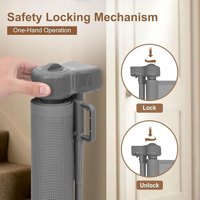 100 inch Retractable Baby Gates 34 inch Tall, Retractable Gate with Reinforced Strip Design to Prevent Crawling Through, 8 FT Extra Wide Retractable Dog Gate for Indoor/Outdoor
