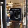 Metal Business Hours Sign with Suction Cups - Magnetic Open Closed Display Board for Storefront Window, Glass Door, Tile Wall & Counter - Changeable, Reusable & Rust-Resistant Steel Kit