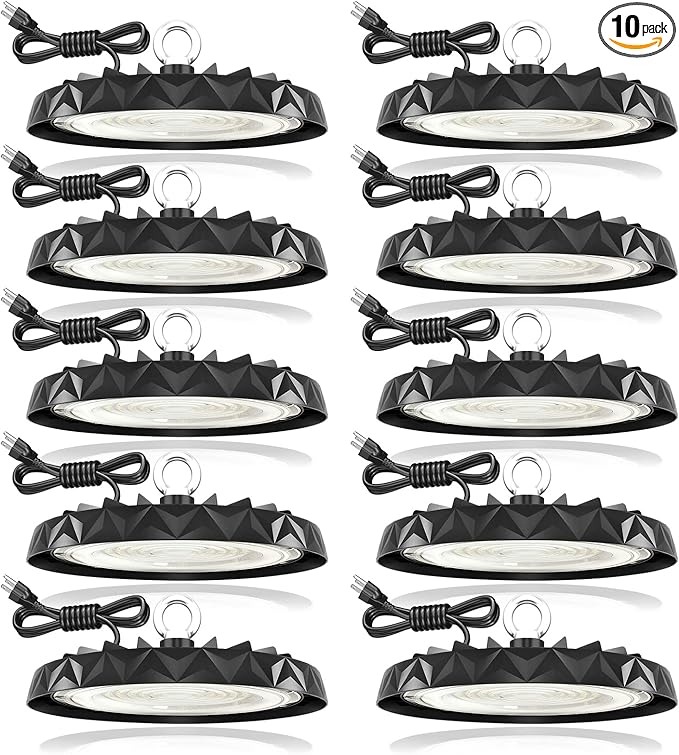 LED High Bay Shop Lights 150w with Advanced Heat Dissipation,Aluminum Heat Sink,6000K Daylight,Industrial Warehouse Lighting,UFO Light 10 Pack