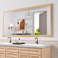 Amorho 72" X36" Bathroom Mirror for Wall, HD Reflection Metal Framed Mirror, Anti-Rust, Hang Horizontally/Vertically, Suitable for Bedroom, Farmhouse, Bathroom, entryway (Oak Wood Grain)