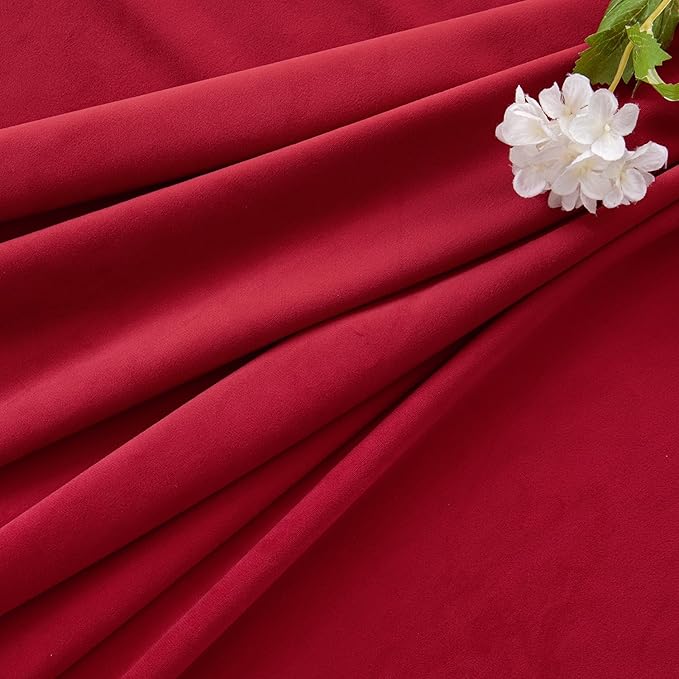 MIULEE Christmas Velvet Curtains 84 Inches Long 2 Panels Set for Bedroom, Pinch Pleat Back Tab Luxury Thermal Insulated Living Room Darkening Drapes Pleated Blackout Window Curtains with Hooks, Red