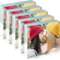 ILYXY 5 Pack Acrylic Frame 6x6, 20% Thicker, 24mm Thick Frameless Clear Square Picture Frame, Double Sided Magnetic Photo Frame, Free Standing Desktop Display Stand Acrylic Picture Frames