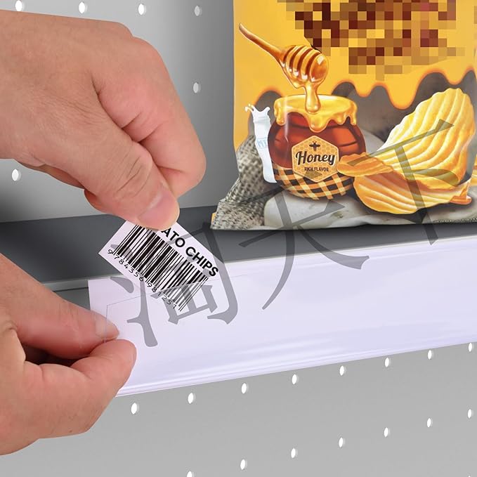 Shelf Label Strips, Pro Painter 50 Pack Self Adhesive 1.5”H Shelf Strip Price Tag Holder for Plastic, Metal and Wood Gondola Shelf, Clear Plastic Front/White Back Sign Holder for 48” Long Shelf