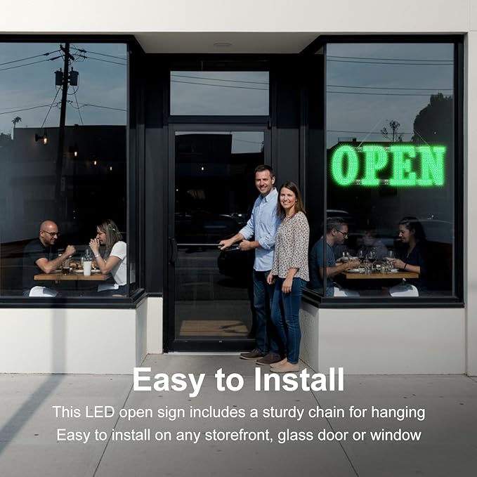 40" x 14" Large LED Open Signs with Remote Control 14 Modes Dimmable Open Sign for Business Window Stores Retail and Restaurant Green