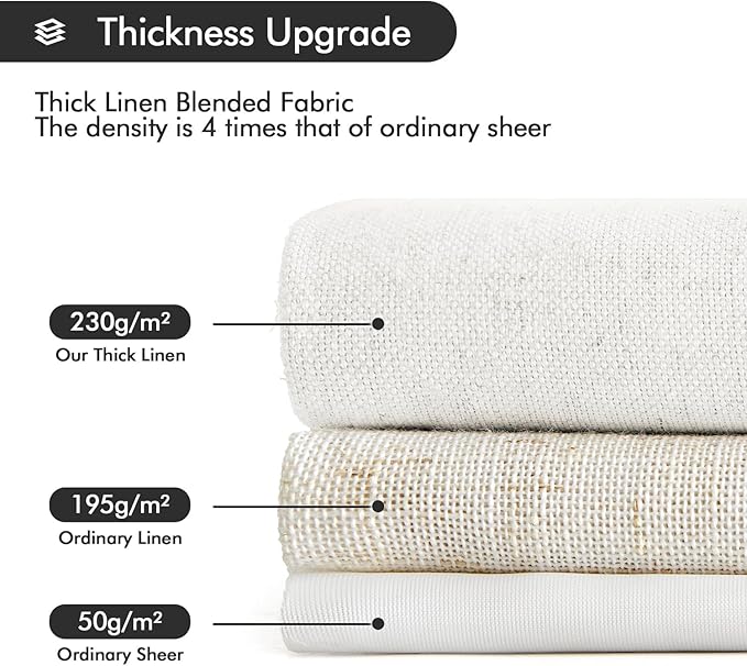 MIULEE Non-See-Through Privacy Linen Curtains 2 Panels, Light Filtering Window Curtains Farnhouse Textured Back Tab Semi Sheer Drapes for Bedroom Living Room, 52 x 96 Inches Long, Pure White