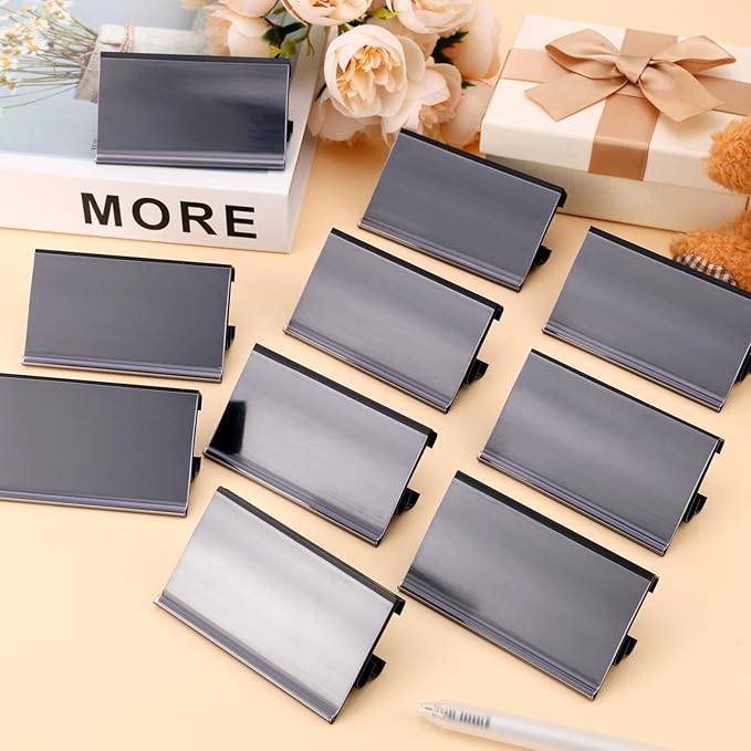 100 Pcs Wire Shelf Label Holders Plastic Wire Rack Clips 3 x 1.25 Inch Shelf Price Tags Compatible with Metro 1-1/4in Shelves for Shopping Mall Supermarket Store