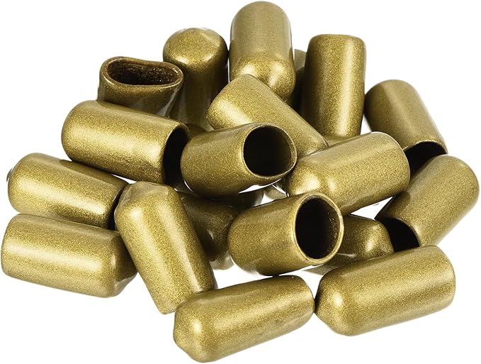 uxcell 20pcs Rubber End Caps 10mm ID Vinyl Round Tube Bolt Cap Cover Thread Protectors Gold
