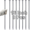 VVOKGO 16 Inch Rebar Stakes Metal Asphalt Anchoring Spikes Ground (8pcs), 1/2 Inch Diameter Galvanized Landscape Anchors Heavy Duty for Speed Bump, Handicap Threshold Ramps, Parking Limits Curb, Tarp