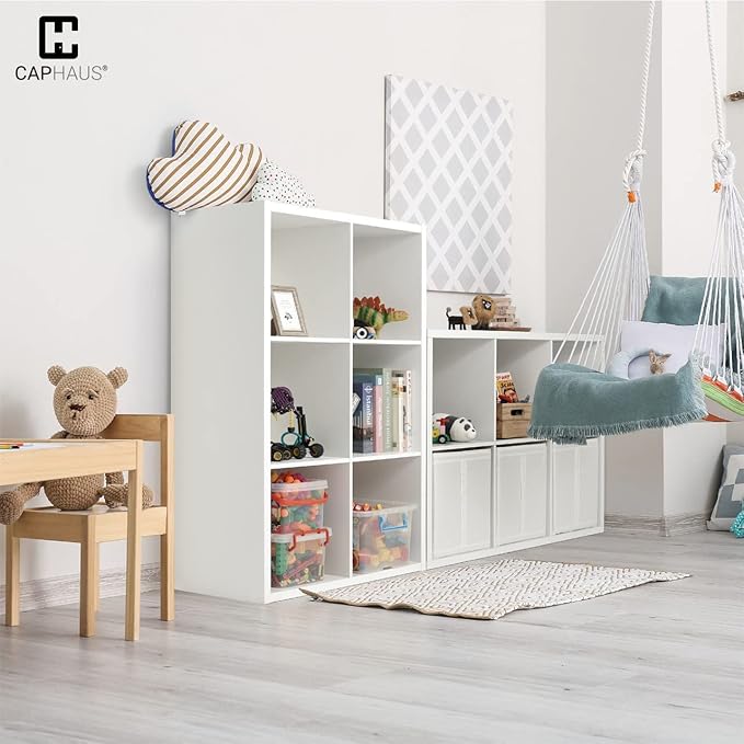 Fencer Wire 13-Inch Cube Storage Organizer Shelf, with Extra Thick Exterior Edge, Room Open Storage Shelf Divider, Bookcase, 6-Cube / 8-Cube / 9-Cube, Colors Available in Rustic Grey Oak and White