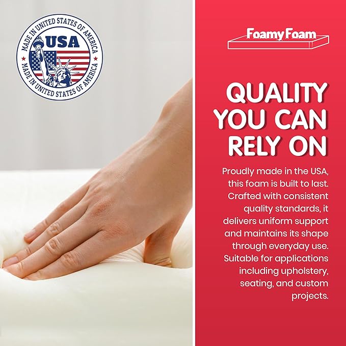 FOAMYFOAM 5Pack High Density 1 inch Thick, 24 inch Wide, 72 inch Long Upholstery Foam, Cushion Replacement