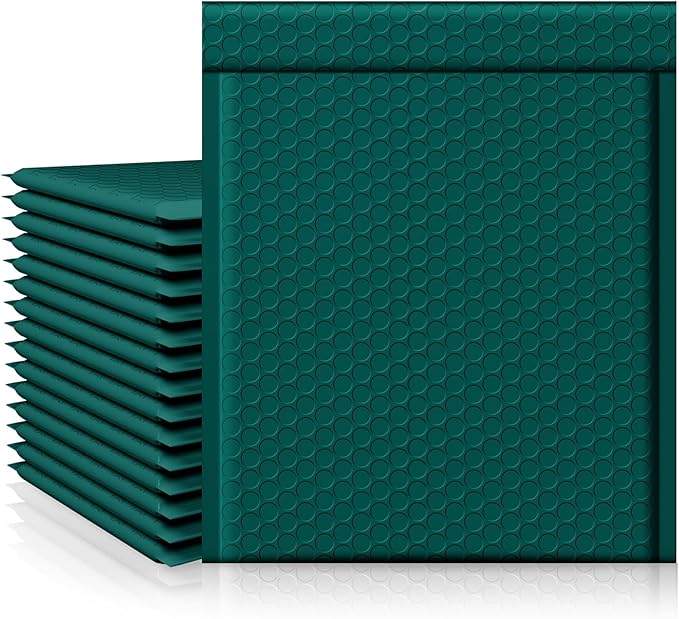 Fuxury Forest Green Bubble Mailer #2 Padded Envelopes Self-Seal Adhesive 8.5 x 12 bubble mailers Water Resistant Bubble Envelope for Mailing,Packaging,Small Business 25 Pack