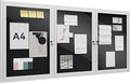 72"x36" Lockable Enclosed Bulletin Board, Outdoor Flet Weather-Resistant Aluminum Frame Notice Board, Wall Mounted Display Case Acrylic Doors for School,Office,Silver Frame w/Black Flet