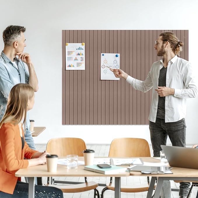 Large Felt Bulletin Board 35x47 Inch, 12pcs Peel and Stick Felt Wall Tiles Modern Push Pin Board for Wall Organization