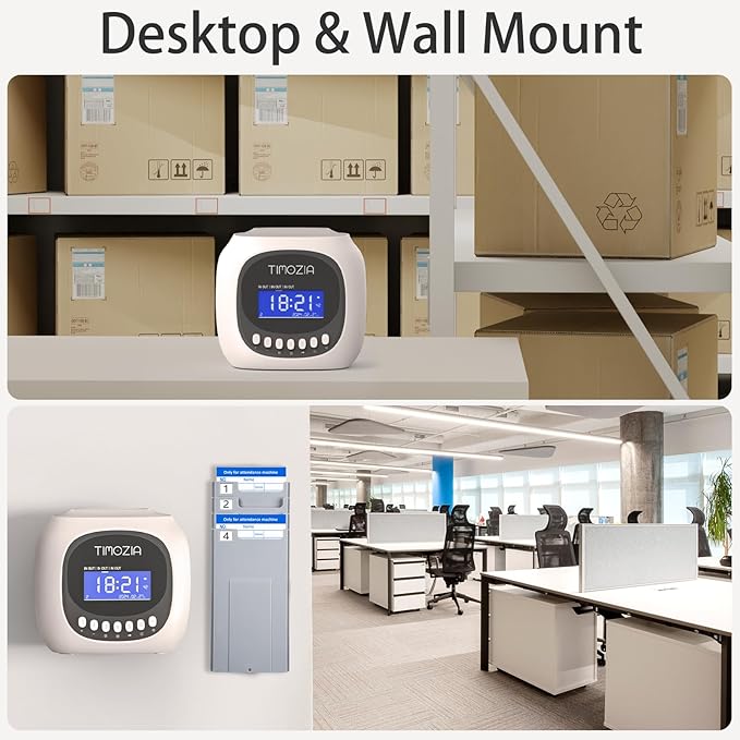 Time Clocks for Employees Small Business, Auto-Align Time Clock, 6 Punches per Day Time Machine, Clock in Machine for Employees with 50 Time Cards and 1 Ink Ribbon
