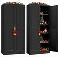 Kitchen Pantry Cabinet,71”Black Metal Pantry Storage Cabinet with Doors and 4 Adjustable Shelves,Kitchen Cabinet with 2 Gold Handles,Tall Cabinet for Livingroom,Pantry, Bathroom
