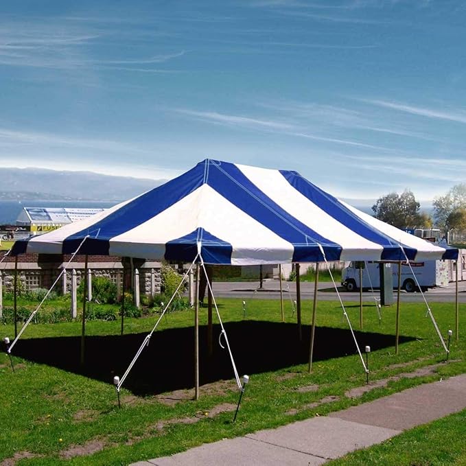 TentandTable 20' x 30' Premium Canopy Tent, Blue/White, Outdoor Pole Tent, 60-120 Person Capacity for Parties, Weddings, Events, Commercial and Residential Use, Large Heavy Duty Vinyl Canopy Tents