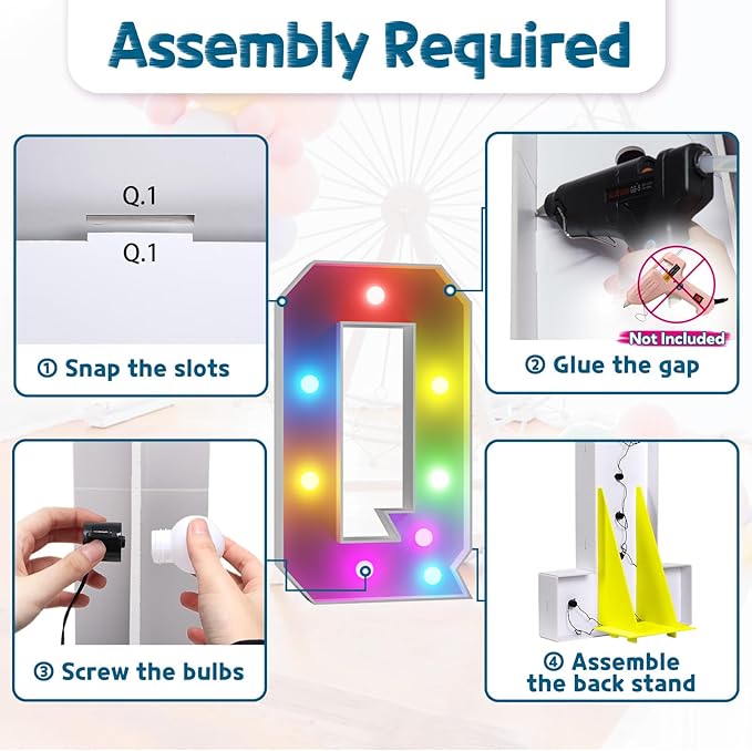 imprsv 3FT Colorful Marquee Letters Q, 18 Colors Large Light up Letters Alphabet Sign with Remote, Big Marry Me Sign, Birthday Party Decorations Anniversary Wedding Decoration