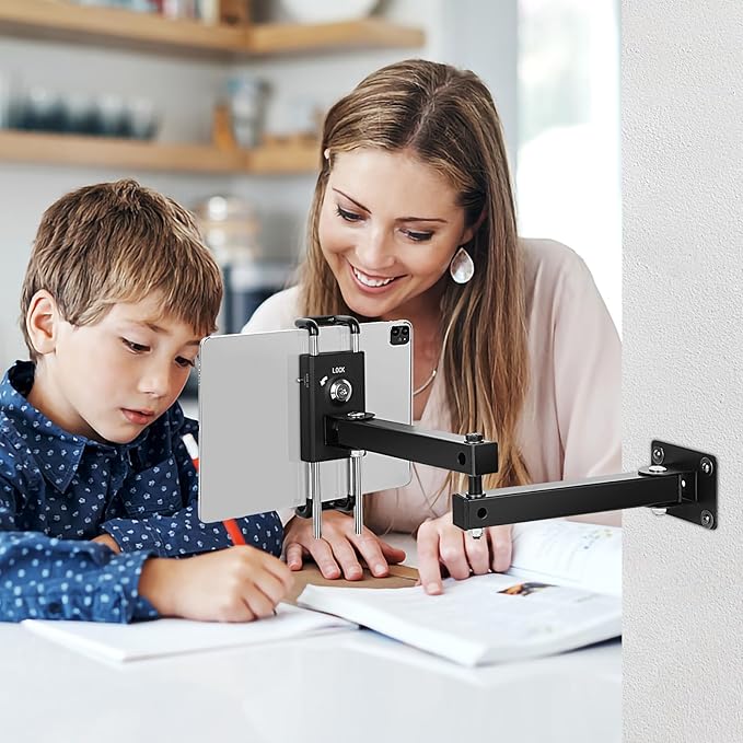 Tablet Wall Mount Bracket for 7-13 inch Tablets, Anti-Theft Adjustable Stand Holder for Exhibition Halls, Meeting Rooms, Classroom, Supermarket, etc.