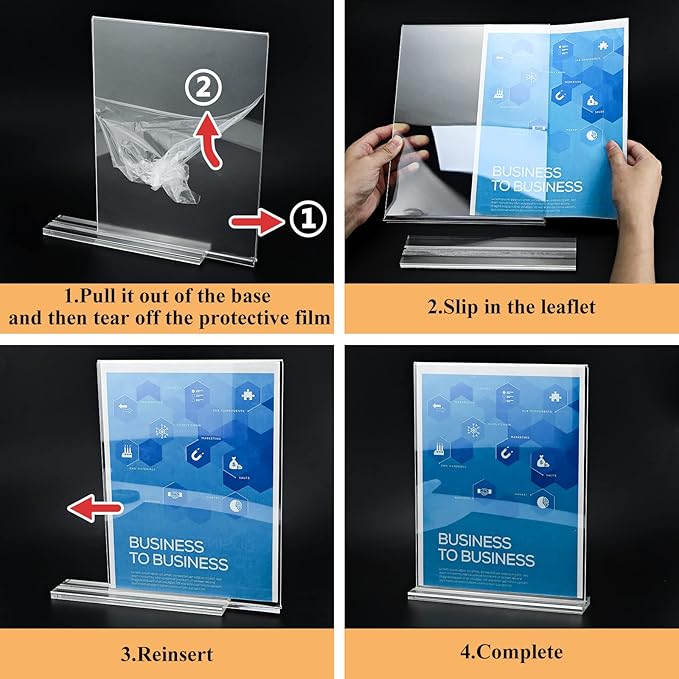 8.5x11 Acrylic Sign Holder 3 Pack Vertical Clear Table Menu Signs Holder,